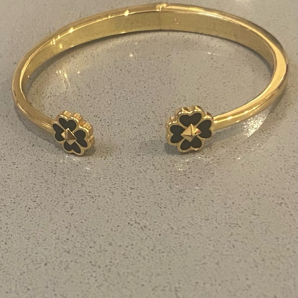 Kate Spade Gold Bracelet with Black Floral Design